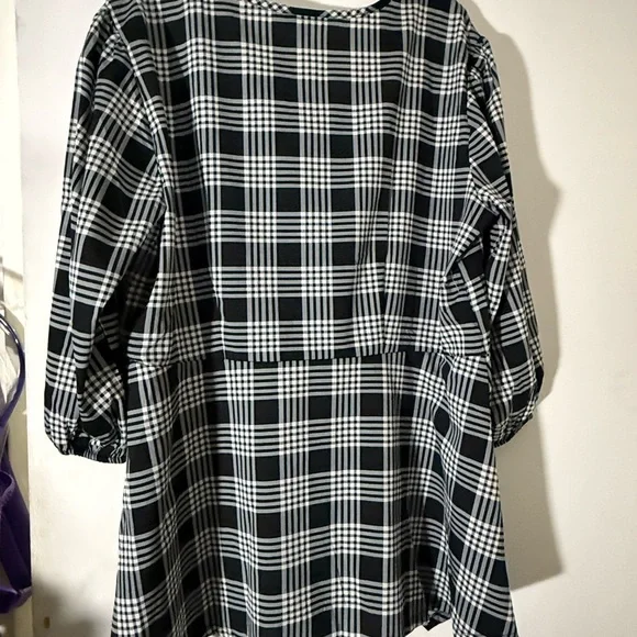 Black and White Plaid Women's Blouse - Picture 9 of 13